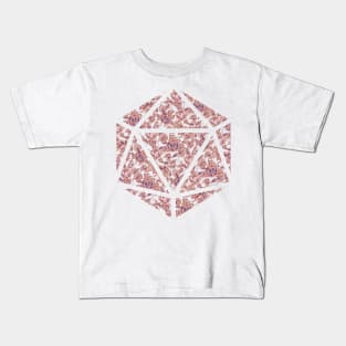 Peach, Purple, and Orange Gradient Rose Vintage Pattern Silhouette D20 - Subtle Dungeons and Dragons Design Kids T-Shirt